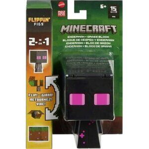 Enderman + Grass Blo Flippin Figs Minecraft 2 in 1 Action Figure Toy